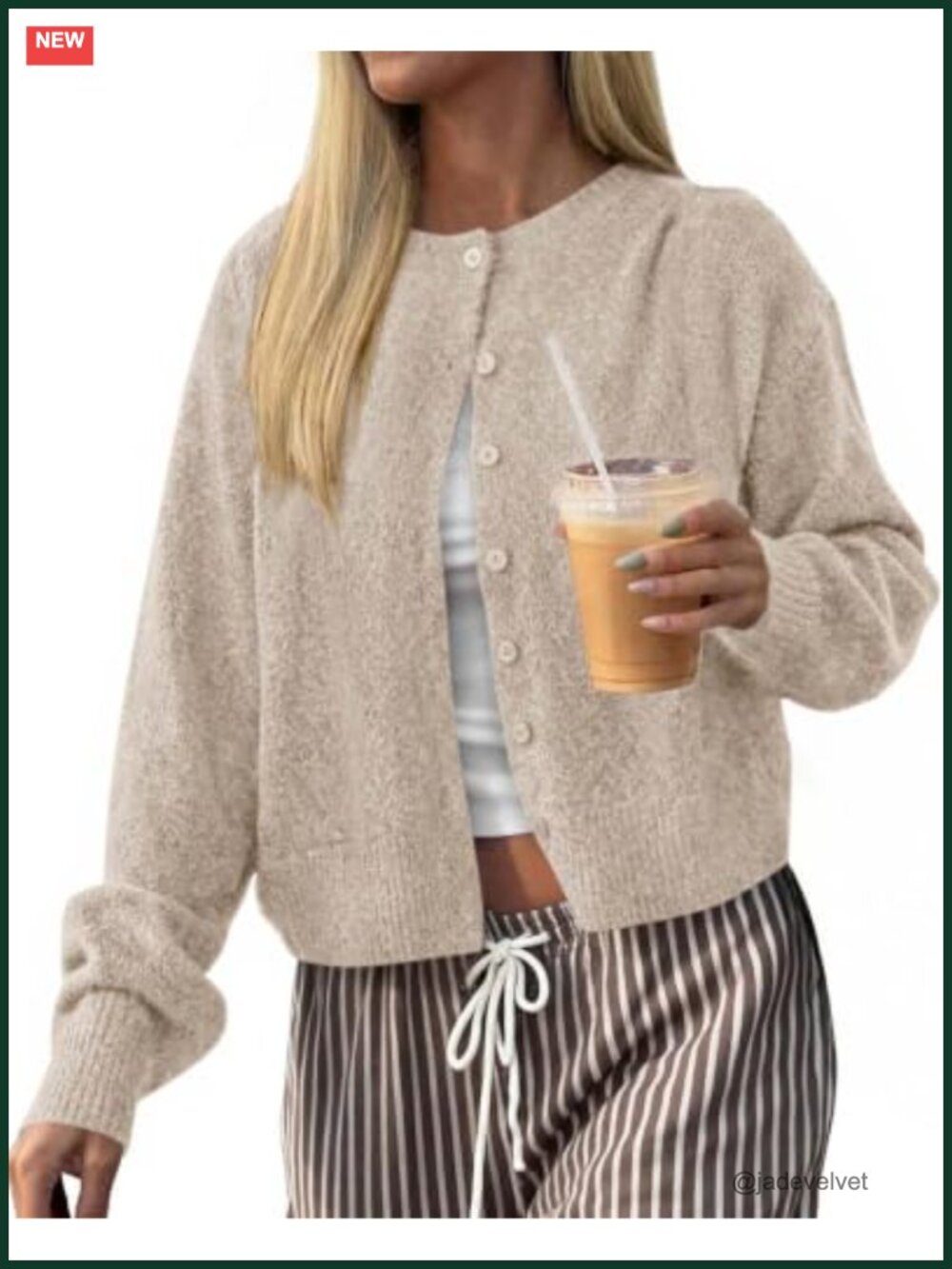 Women Cropped Button Front Cardigan Lightweight Knit Sweater